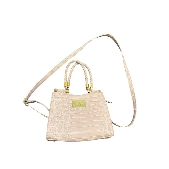 bebe Handbags - CLEARANCE-Pre-loved bebe Pale Purple Croc-Embossed Top-Handle Satchel/Crossbody